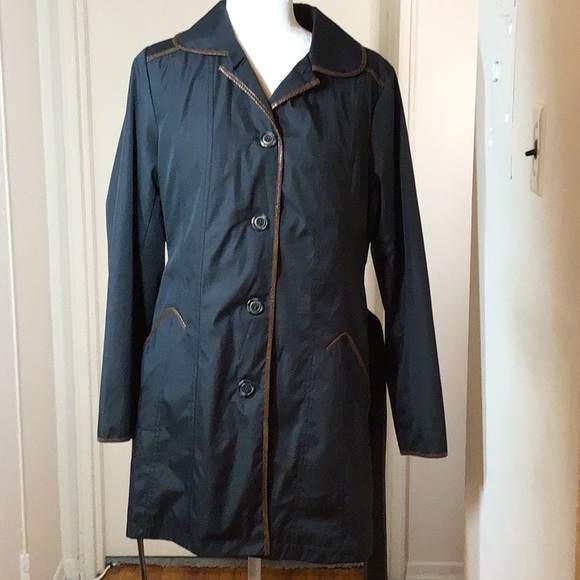 DENNIS BASSO DARK GREEN BELT TRENCH COAT SZ S - Picture 3 of 11
